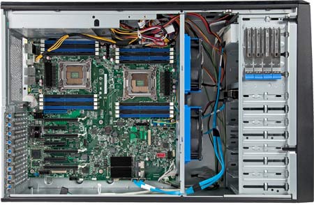 e1200P Mainstream Pedestal Server Inside view - Servaris